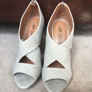 Light gray wedge heels