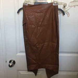 Windsor brown leather midi skirt