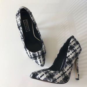 Topshop Tweed Black & White pointed heels