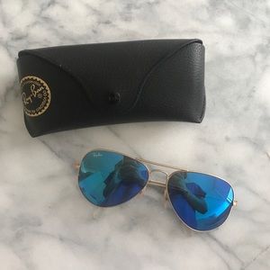 Ray Ban mirrored blue aviator sunglasses