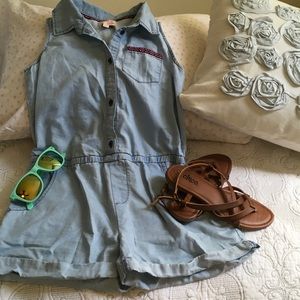 Girls soft denim romper