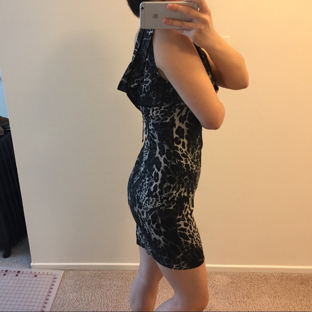 Guess leopard print little black dress size0