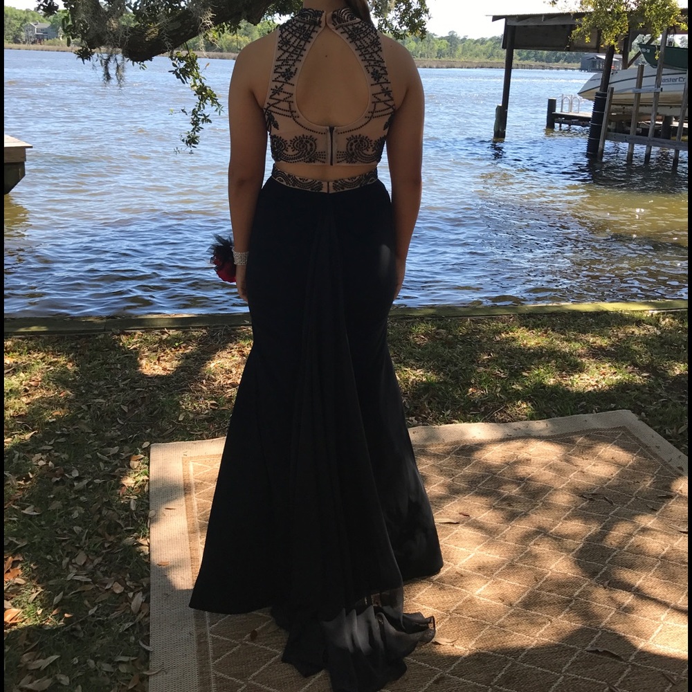Two piece black and beige prom/homecoming dress