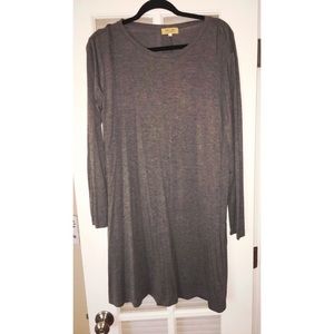 Piko Long Sleeve Gray Dress