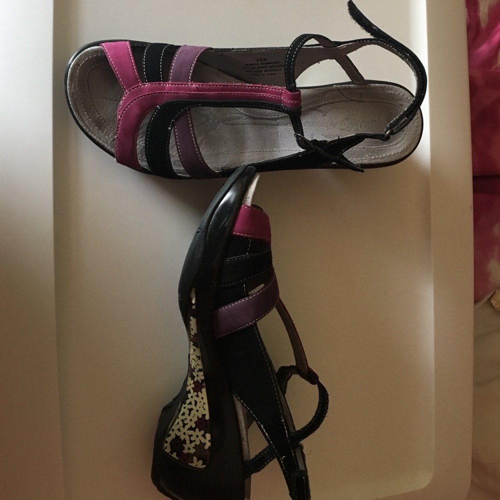 J-41 low wedge sandals.