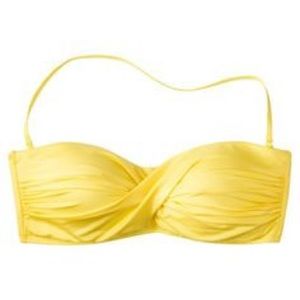 Strapless yellow swim top