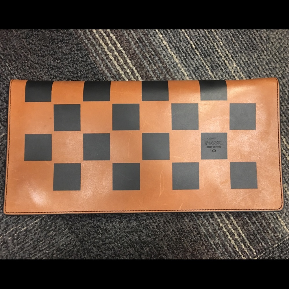 Fossil leather clutch