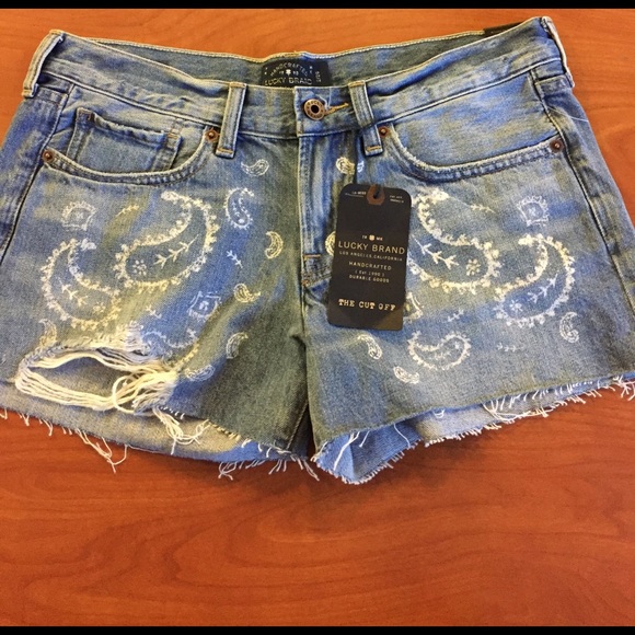 Lucky Brand | Shorts | Lucky Brand Cut Off Bandana Paisley Denim Shorts ...