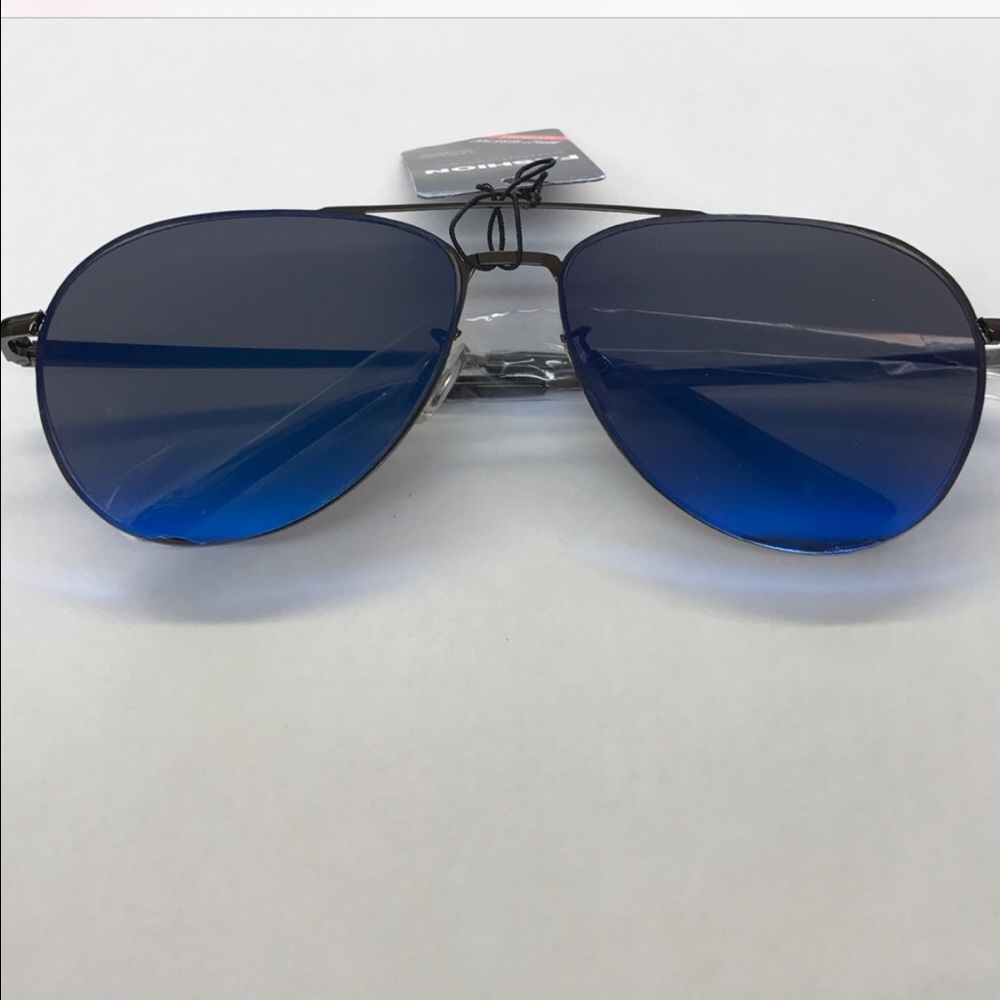 Blue Aviator Mirrored Sunglasses - Picture 2 of 3
