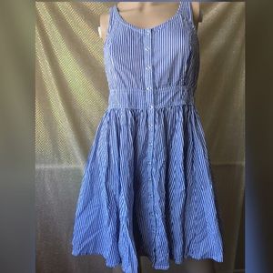 H&M blue white striped sleeveless dress nautical