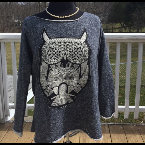 Papaya Tops - Papaya Denim Owl Backless Long Sleeve SweatShirt M