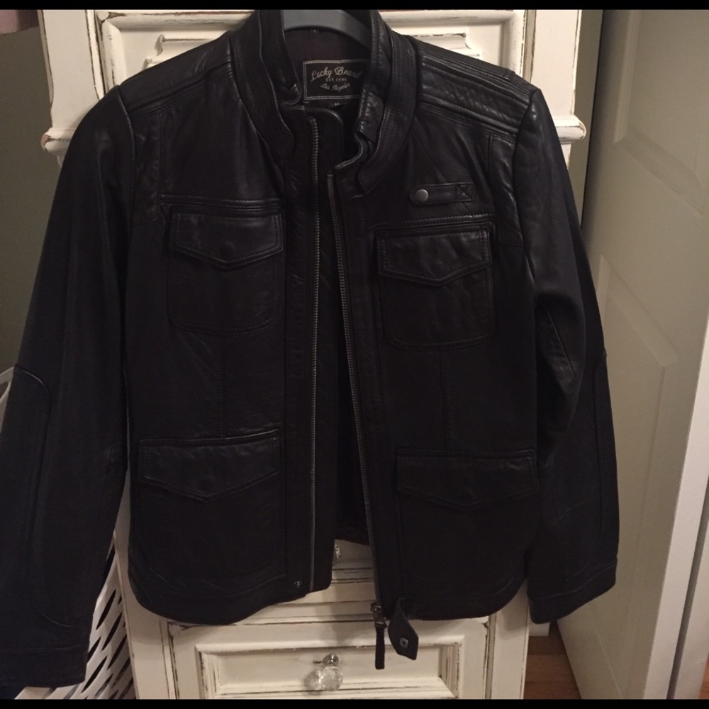 Lucky Brand Leather zip up jacket