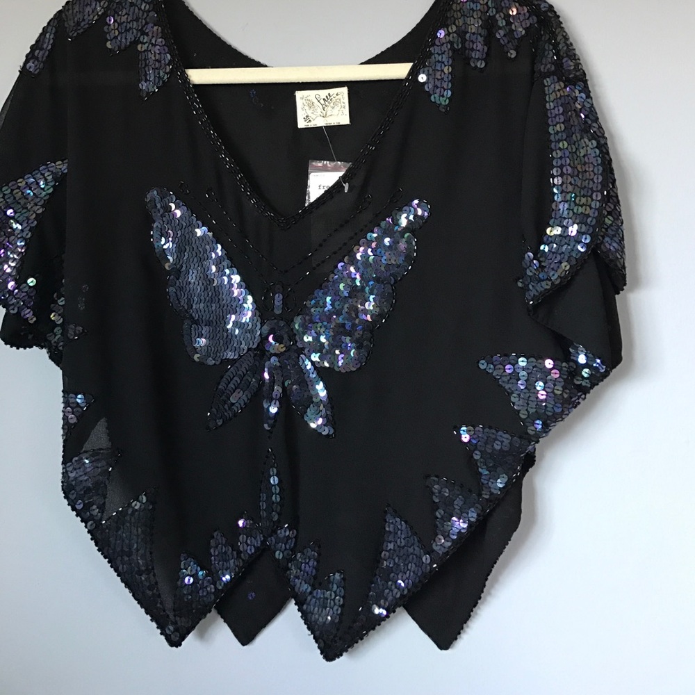 Free People black sequin crop too