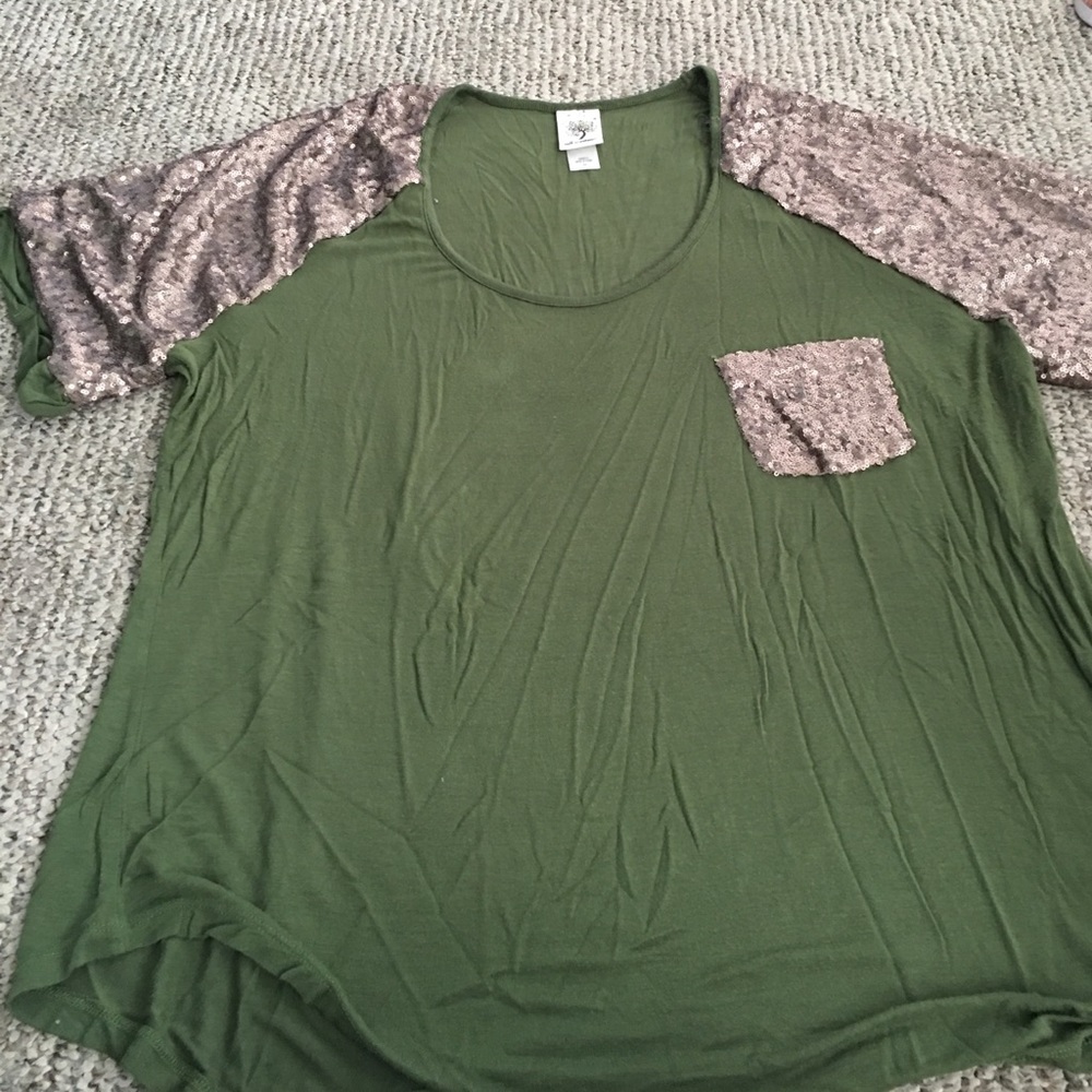 Green with gold sparkle shirt