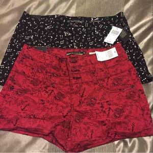 Two pairs lovesick shorts, hot topic.