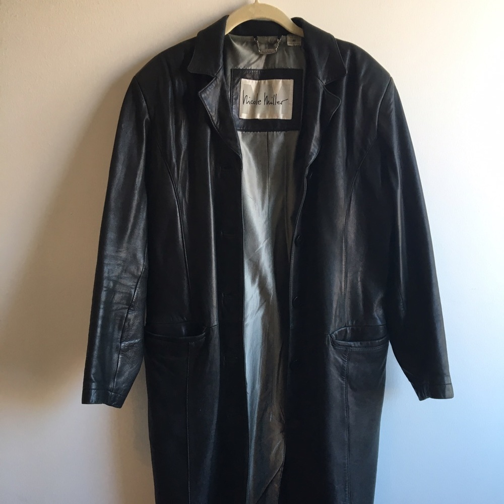 Nicole Miller Genuine Leather Trench Coat