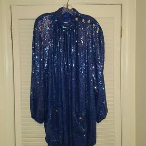 GENTLY WORN BLUE SEQUIN TOP SZ 3X