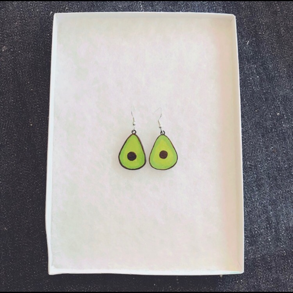 Avocado fruit salad urban boho painted earrings