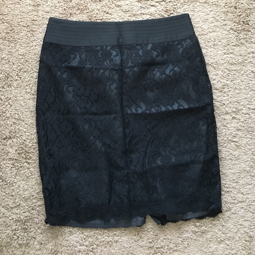 Lined black lace skirt from The Limited
