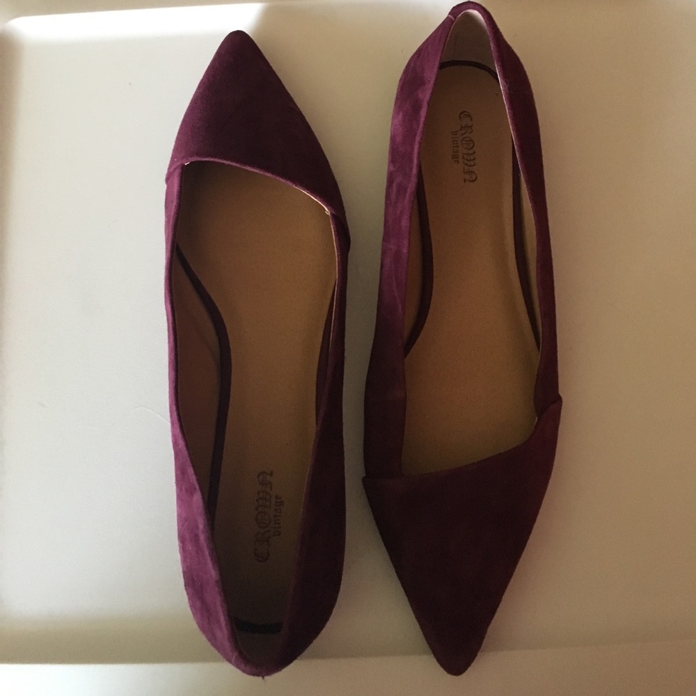 Crown Vintage suede-feel purple flats
