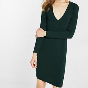 Express black deep v neck sheath dress