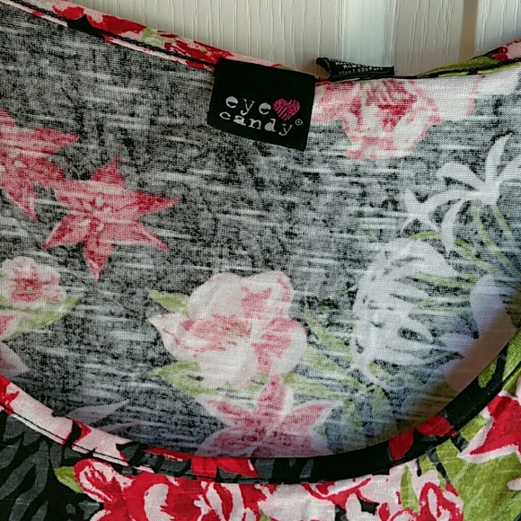NWT EYE CANDY RED+BLACK TROPICAL PRINT - Picture 2 of 5