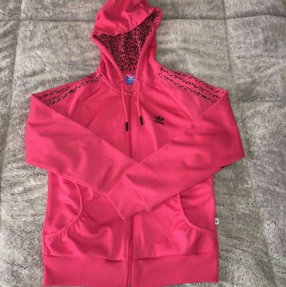 Pink Leopard Stripped Adidas jacket