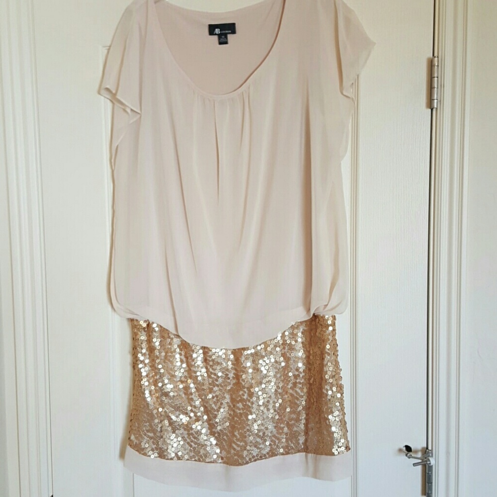 Creme and gold sequin dress - fully lined!!!