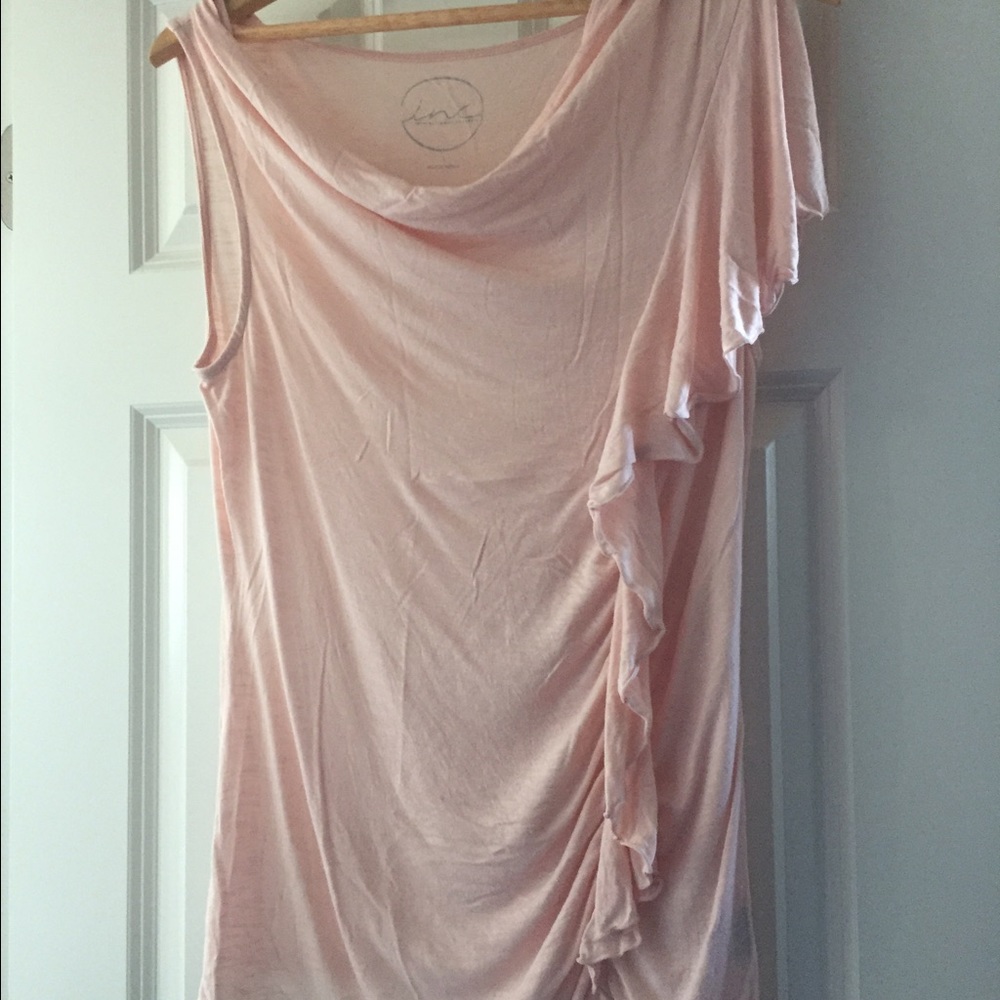 INC Blush trendy ruffle top sleeveless  SZ L