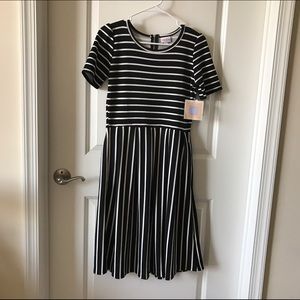 Lularoe Amelia Dress - Black and White Stripes