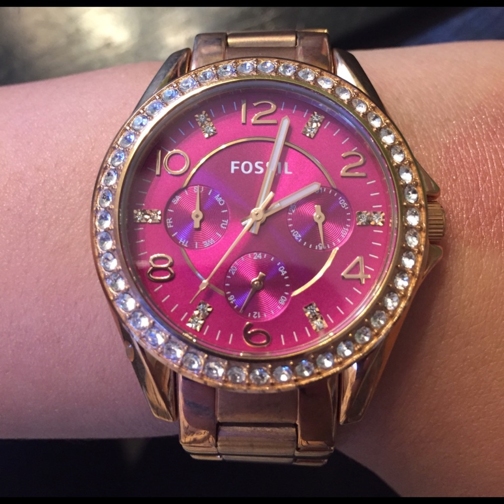 Rosegold/ pink fossil warch