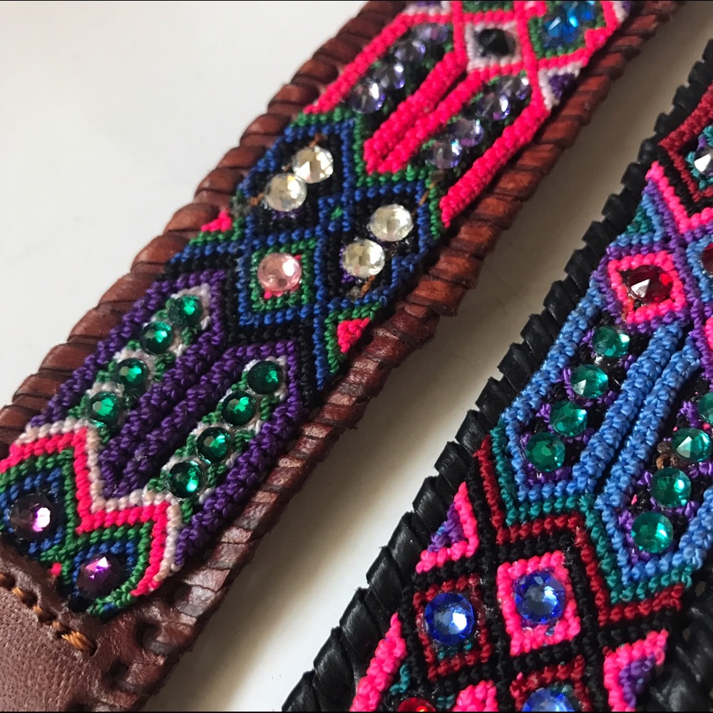 Leather Huichol Bracelets - Picture 2 of 7