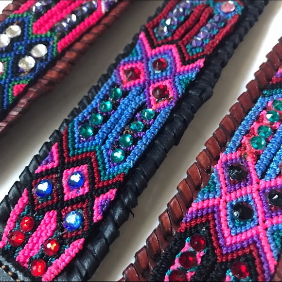 Leather Huichol Bracelets - Picture 3 of 7