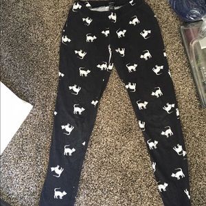 Forever 21 black white cat kitten leggings