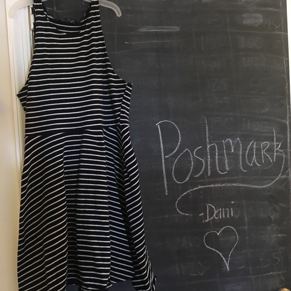 Black and white striped dress