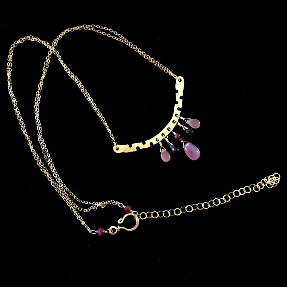 14k GF Ruby, Garnet & Rhodochrosite Necklace