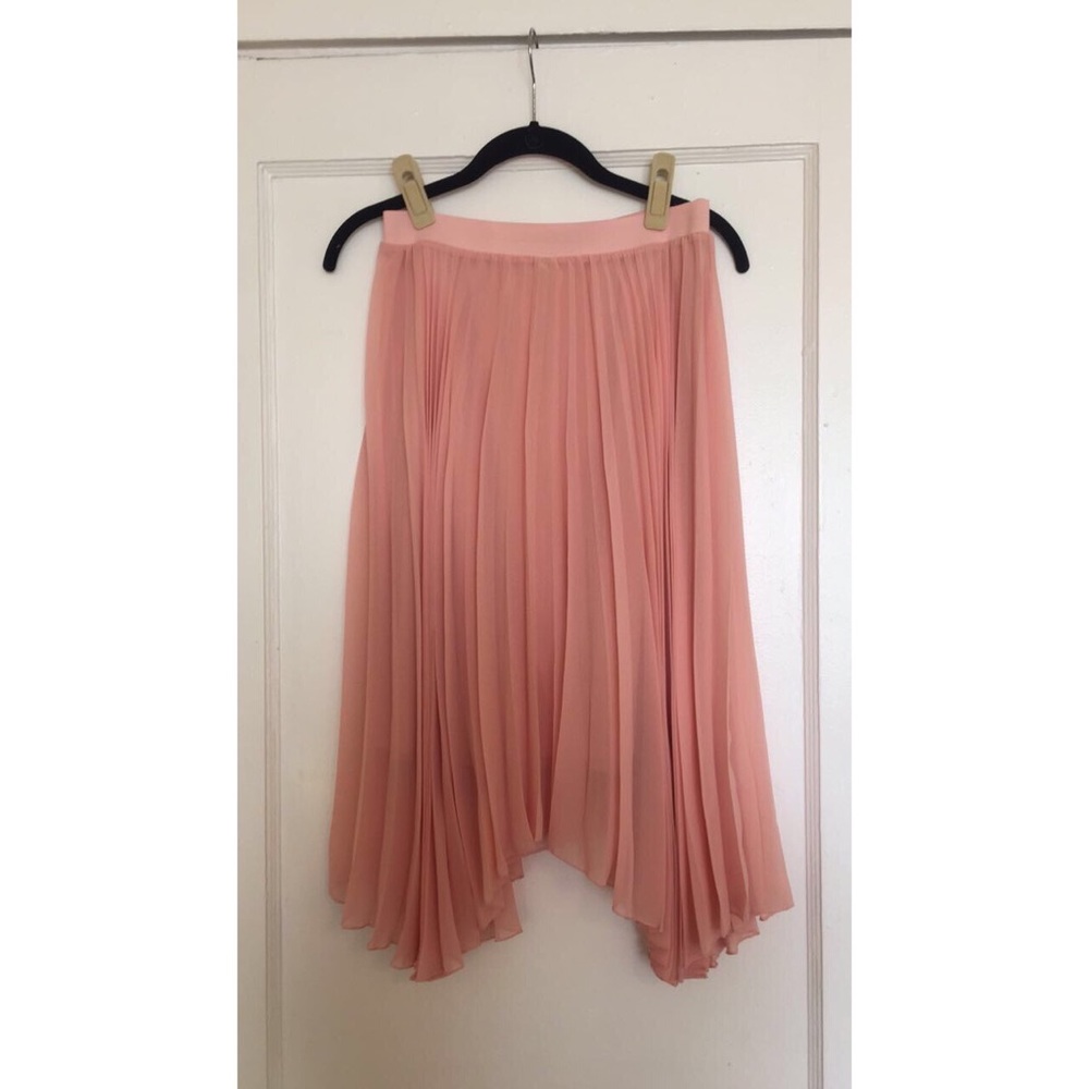 Light Pink Handkerchief Pleated Midi Skirt