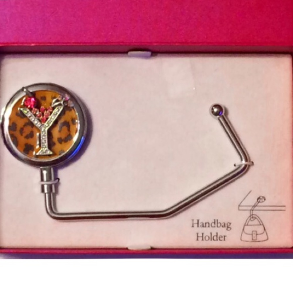 NEW! MARTINI GLASS Metal Purse Hook Handbag holder