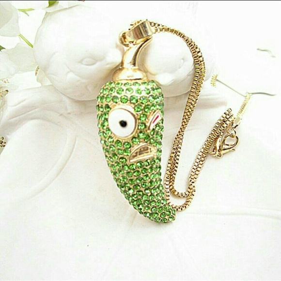 GREEN CRYSTAL PEPPER NECKLACE - Picture 2 of 3