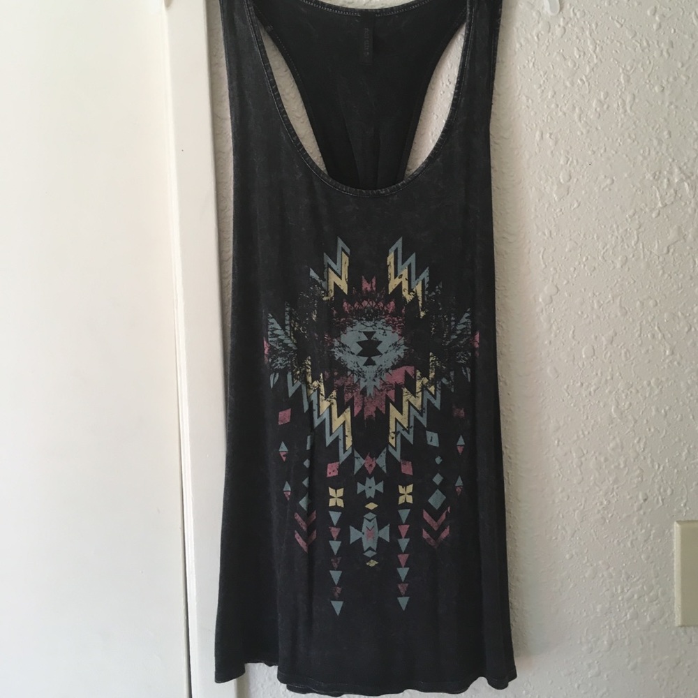 Dark gray acid washed tank top