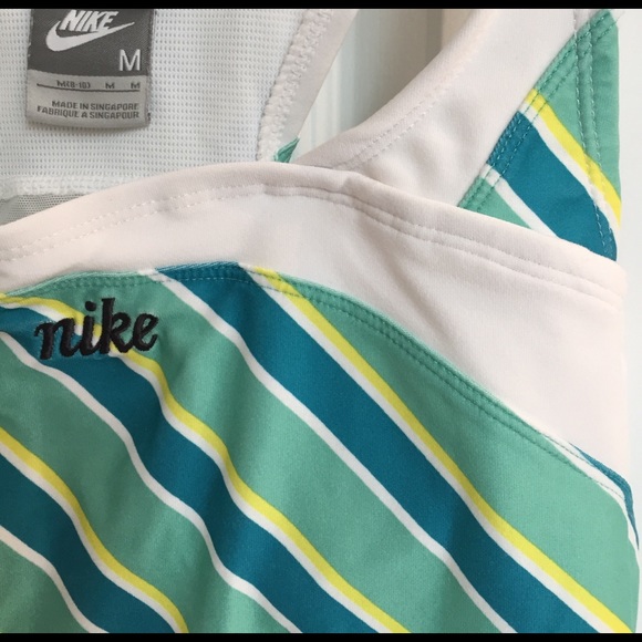 Nike green and yellow striped workout tank. - Picture 3 of 3
