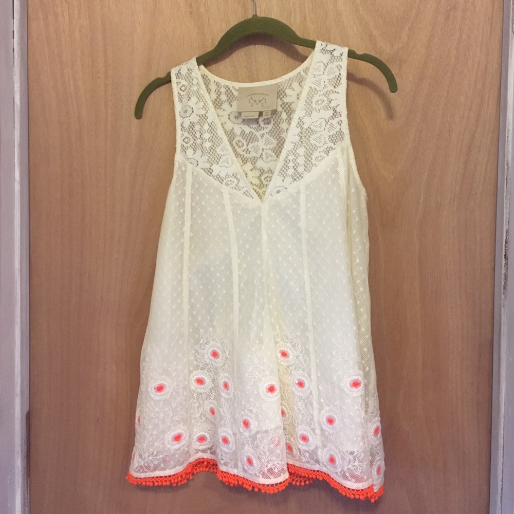 Anthropologie Vanessa Virginia lace Pom Pom top