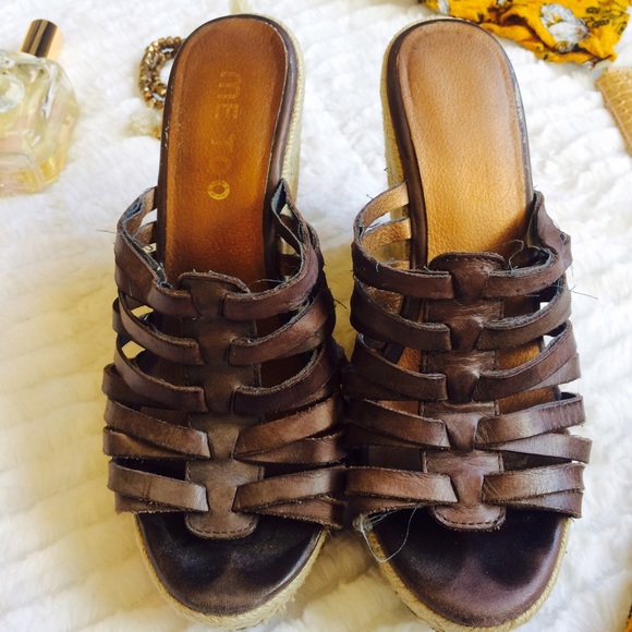 🎉HP🎉Me Too | Brown Strappy Slide Wedges - Picture 4 of 7