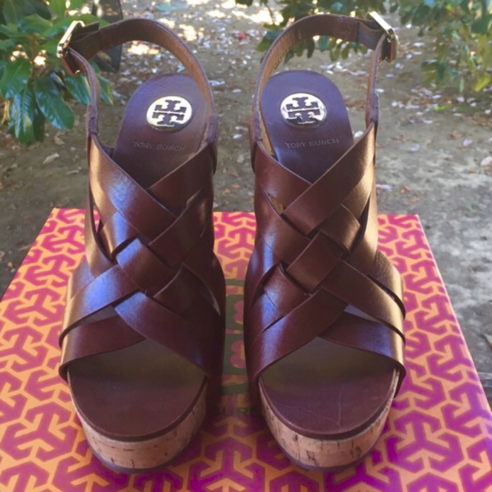 SOLD Tory Burch Cork Wedges