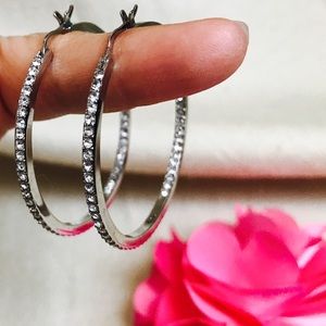 Silver tone Crystal studded earrings