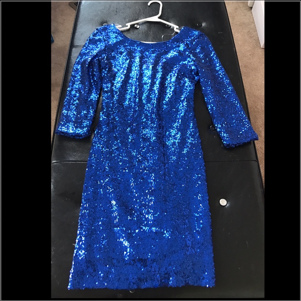 Blue Sequin Bodycon Mini Dress