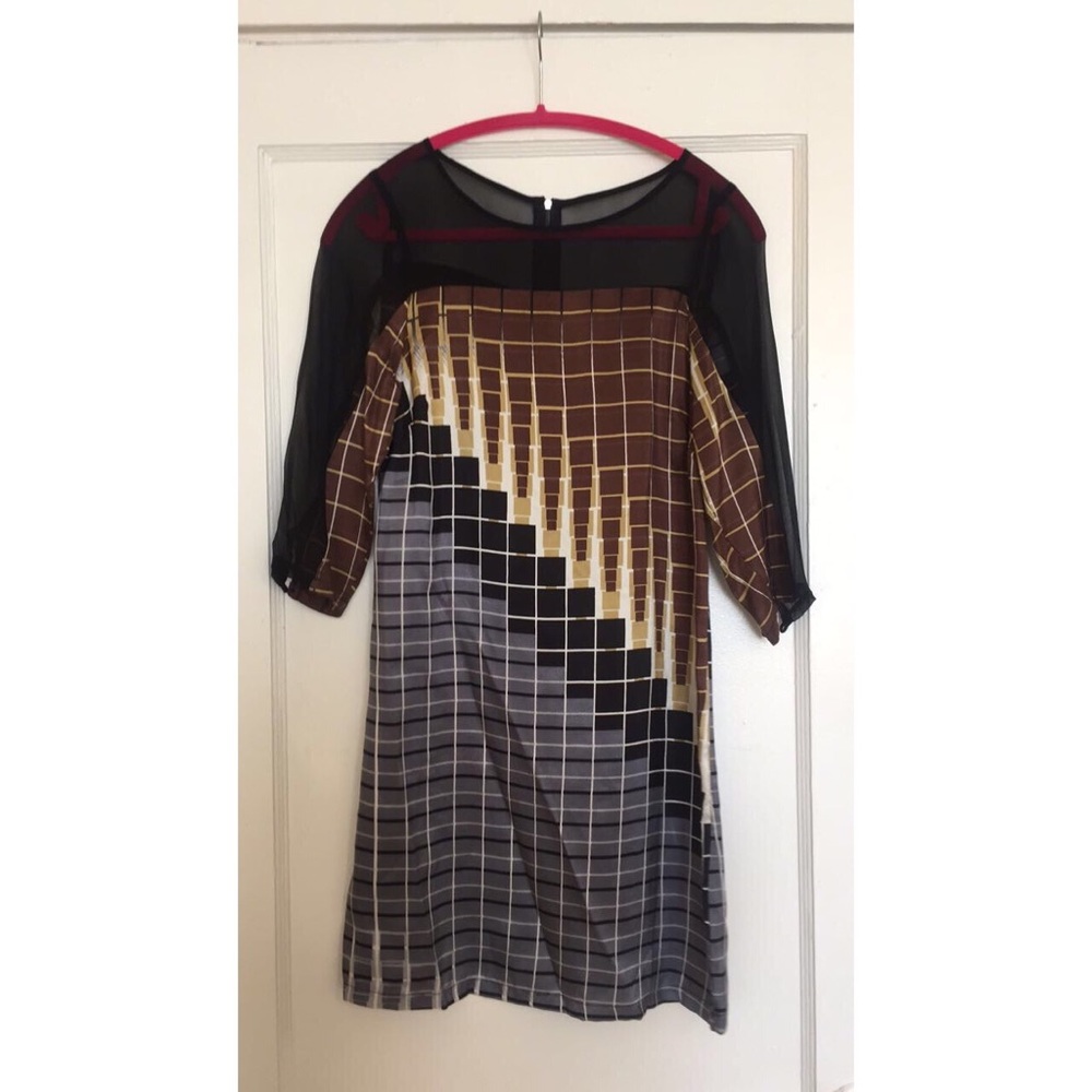 Line & Dot Geo Dress with Mesh Top