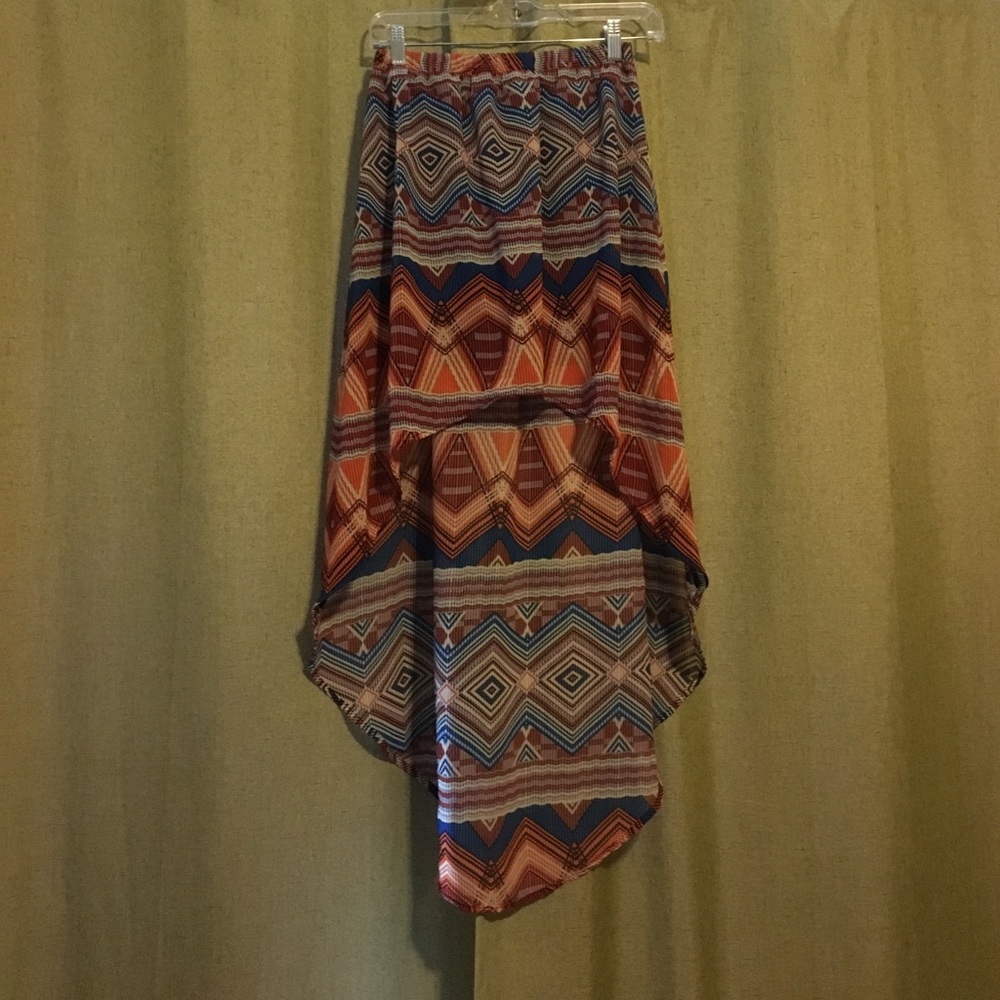 Tribal print high low skirt