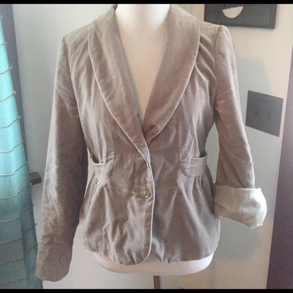 JCrew velvet-like blazer. Gray. Size 8. EUC.