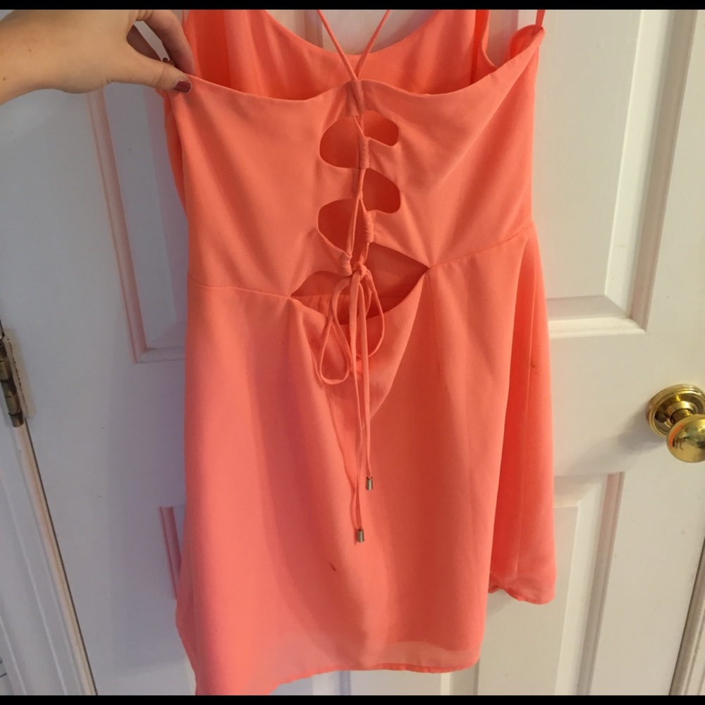 Naked Zebra Coral Chiffon Party Dress
